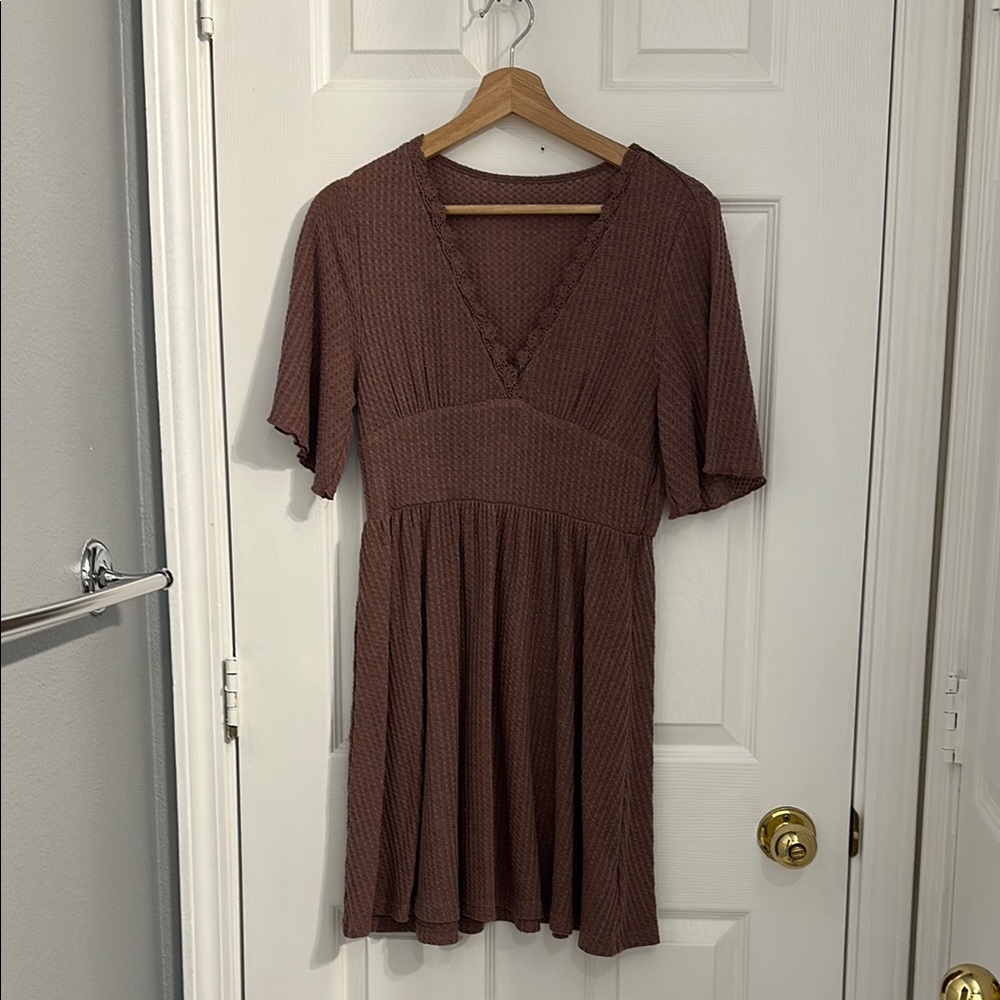 Mauve V-Neck Dress